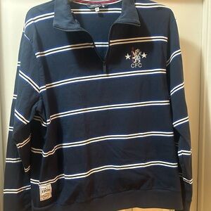 Navy Blue Striped Polo Shirt